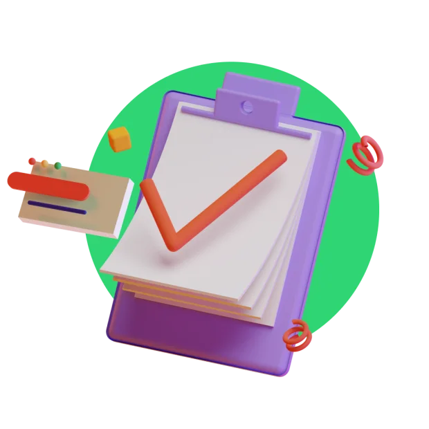 Completed learning task shown with a large check mark
