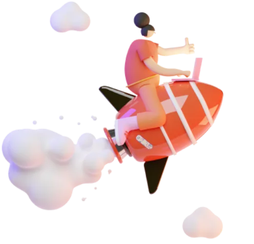 Learner moving forward on a rocket